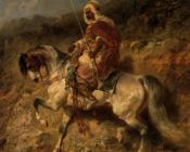 An Arab Horseman On The March - 阿道夫·施赖尔